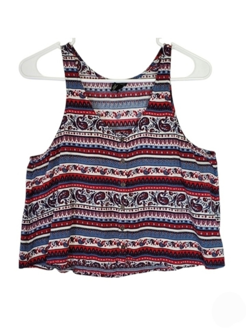 2168 * Forever 21 Paisley Stripe Tank Red Blue Size M